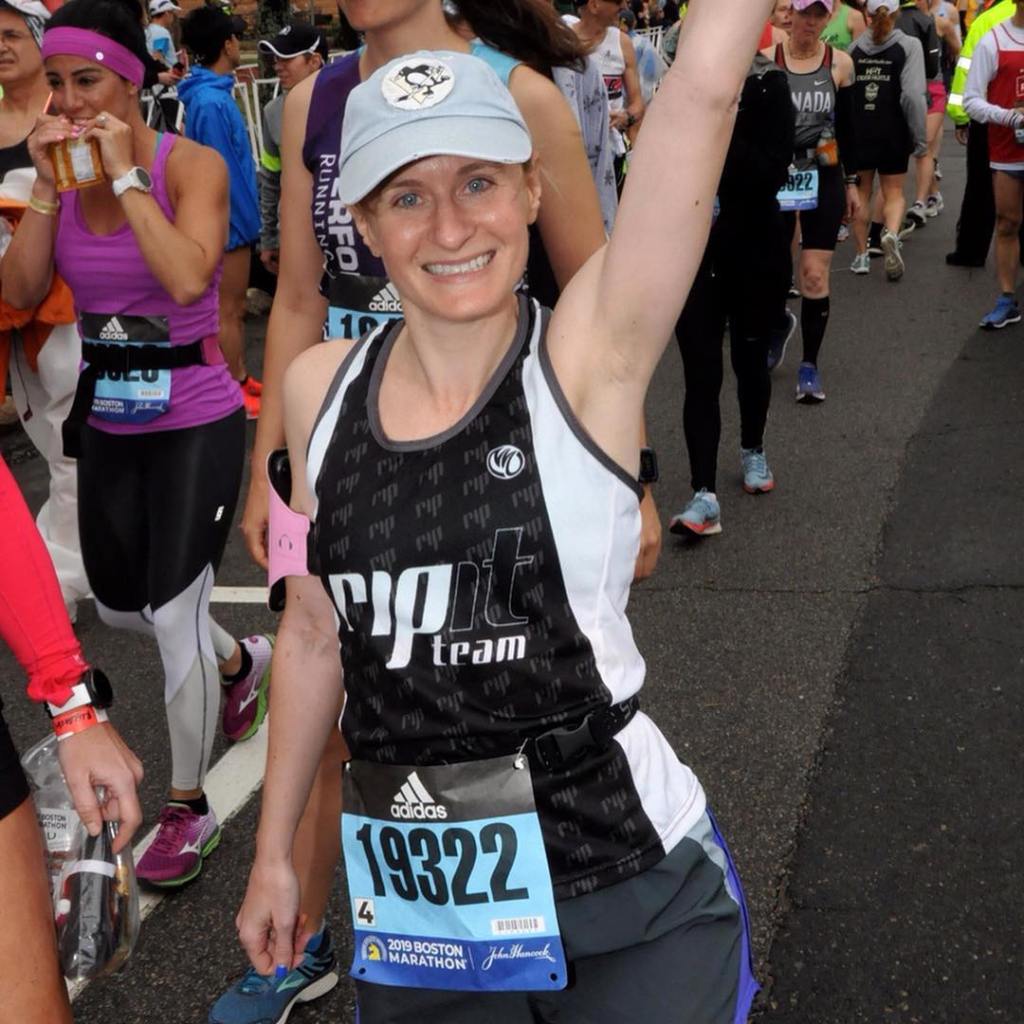 Lining up at the start of the 2019 Boston Marathon